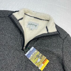 NWT Orvis Men's Black and White Zip-Up Sweater